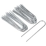 GROWNEER 50 Packs 6 Inches Heavy Duty 12 Gauge Galvanized Steel Garden Stakes Staples Securing Pegs for Securing Weed Fabric Landscape Fabric Netting Ground Sheets and Fleece
