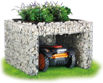 Gabionen robot lawn mower garage
